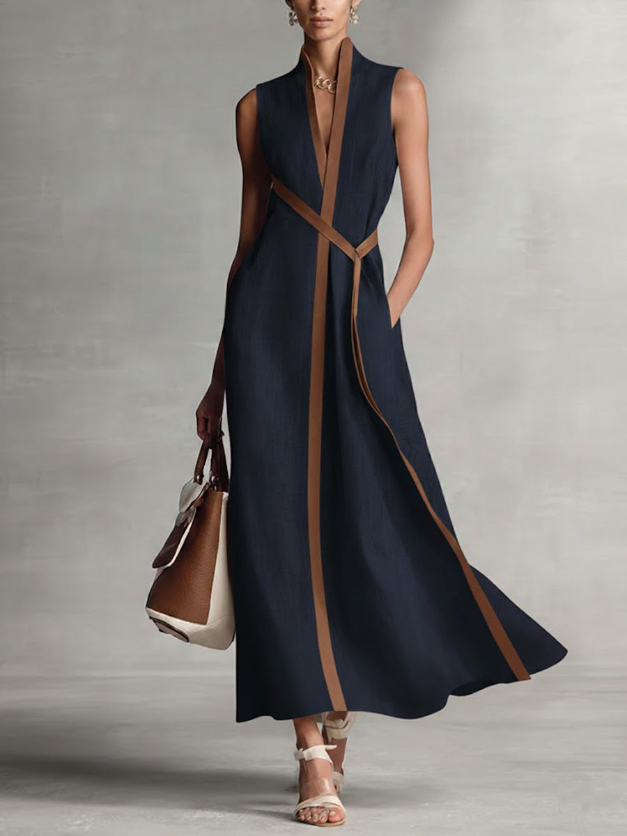Maya | Retro Stand-Up Collar Casual Loose Linen Dress