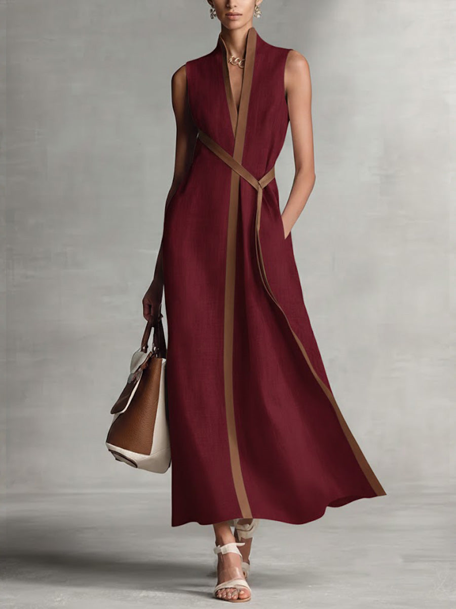 Maya | Retro Stand-Up Collar Casual Loose Linen Dress
