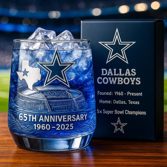 Dallas Cowboys 65th Anniversary Football Glass