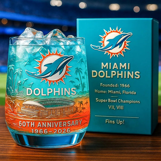 Miami Dolphins 60th Anniversary Glass