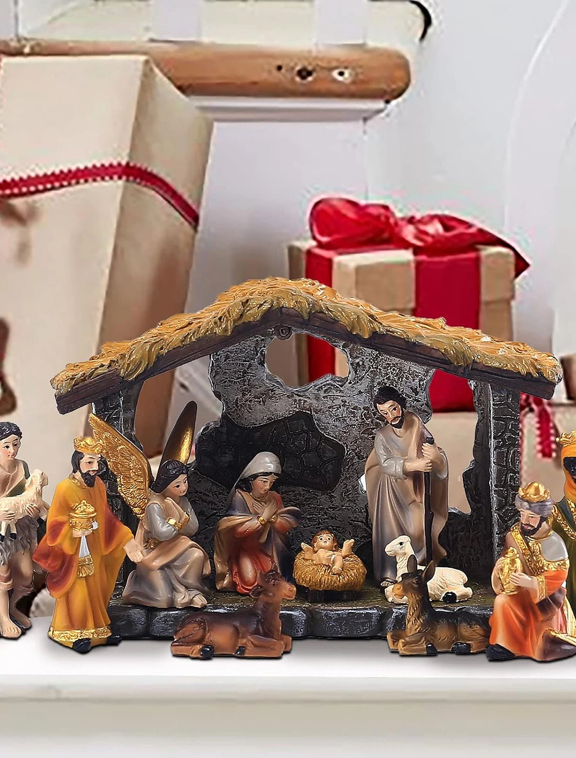 Christmas Nativity Scene for Indoor Holiday Decor - Family-Friendly Christmas Decorations Christmas Nativity Scene Xmas Belen Decoration