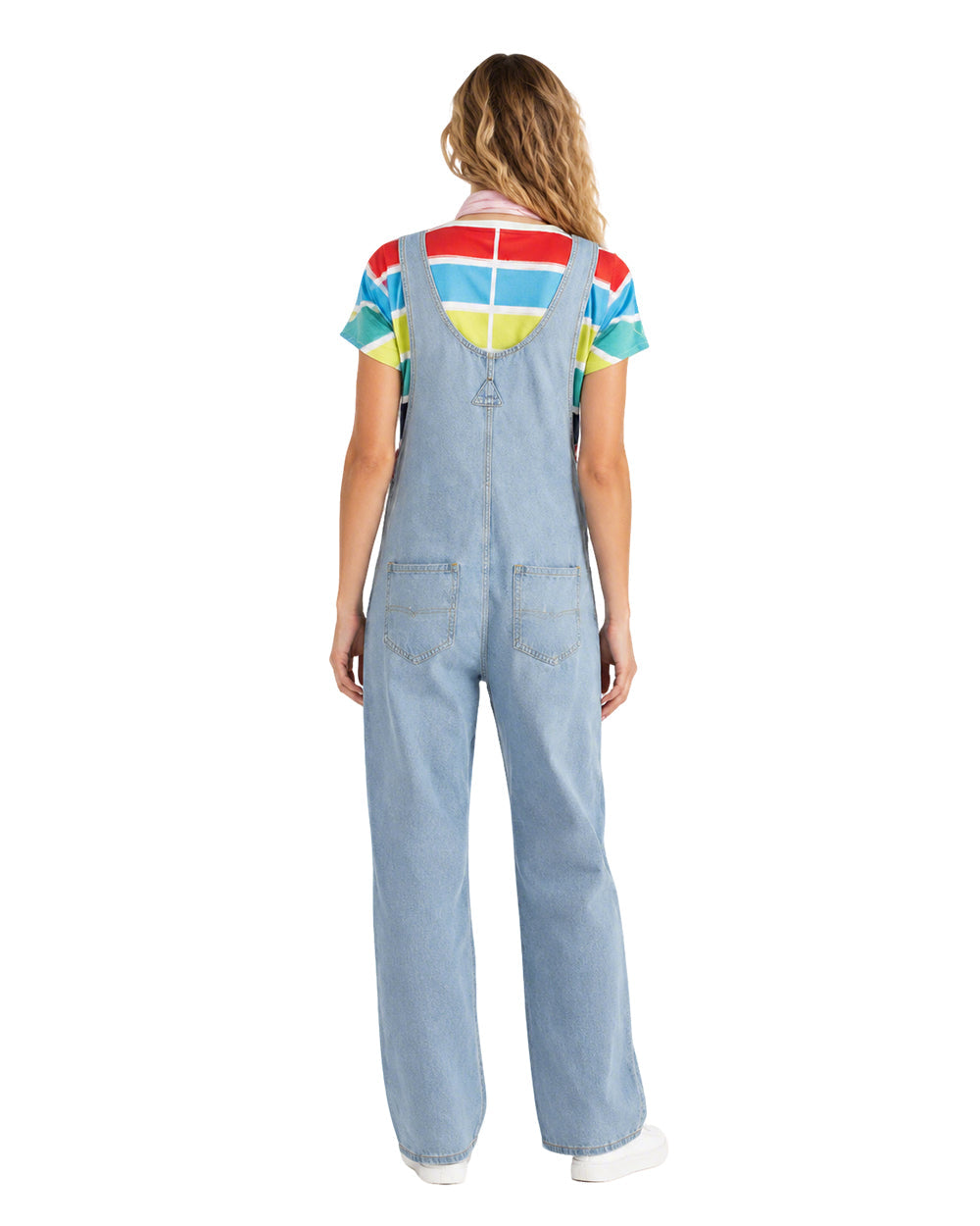 Adult Gracie Green Cosplay Outfit Rainbow Striped T-shirt and Blue Denim Overalls