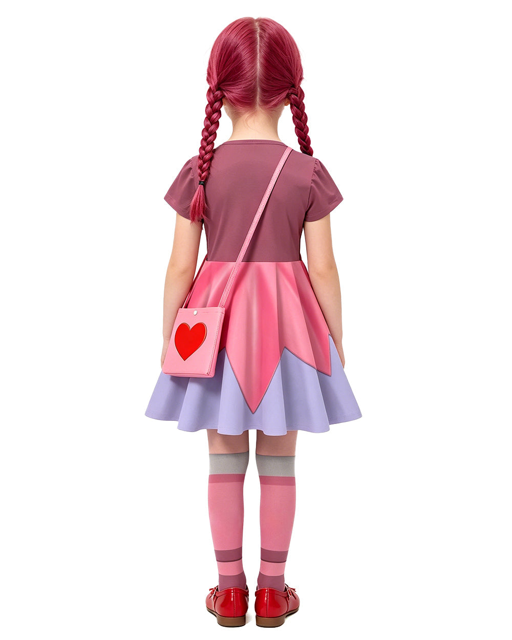 Kids Pink Lily Love Braids Costume Poppy Playtime Cosplay Dress with Matching Leggings and Bag Set for Girls