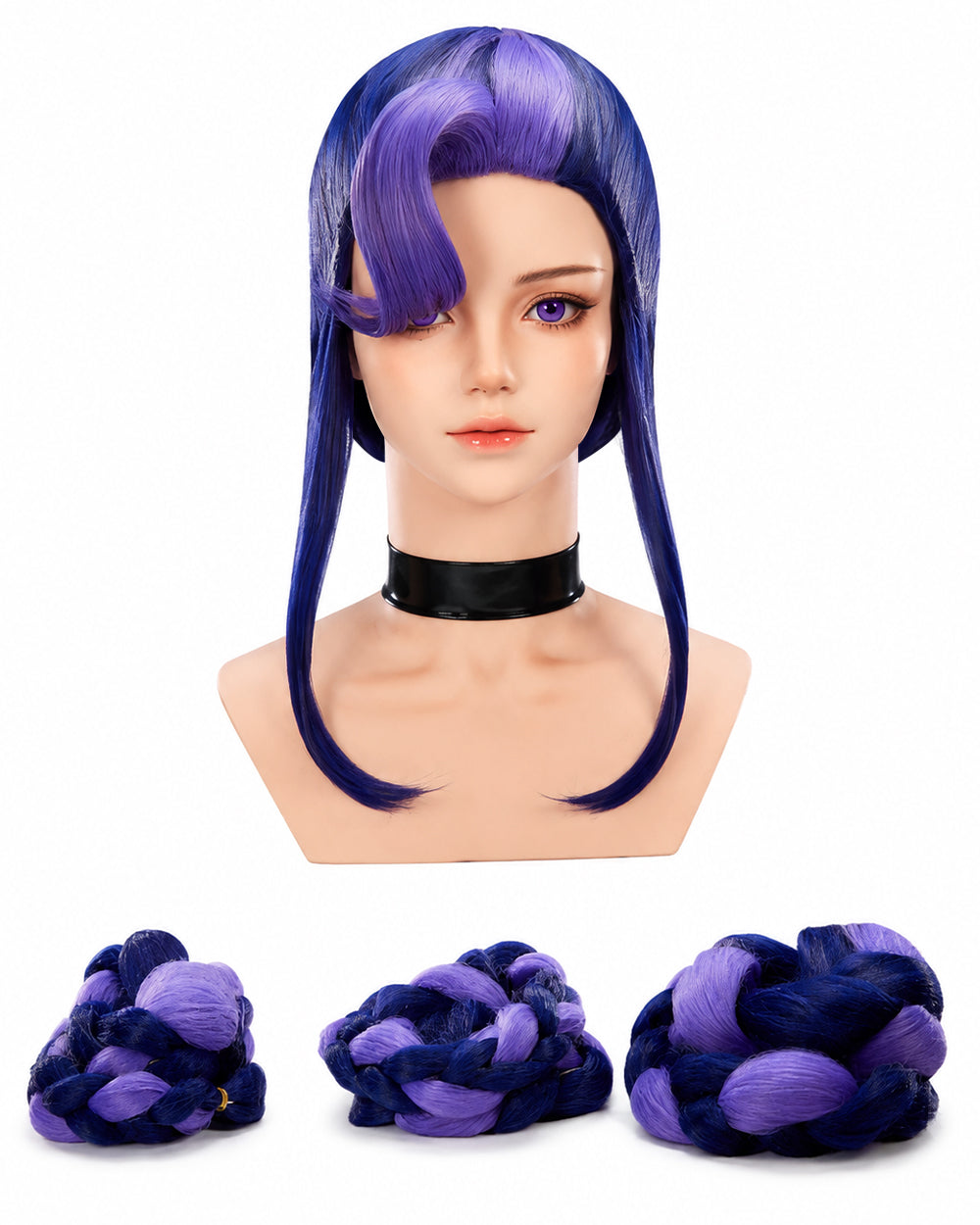 Chapter 5 Lily Wig Navy Purple Mixed Long Triple Braids Wig for Kids Adults Cosplay