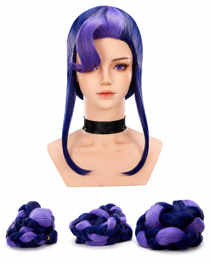 Chapter 5 Lily Wig Navy Purple Mixed Long Triple Braids Wig for Kids Adults Cosplay