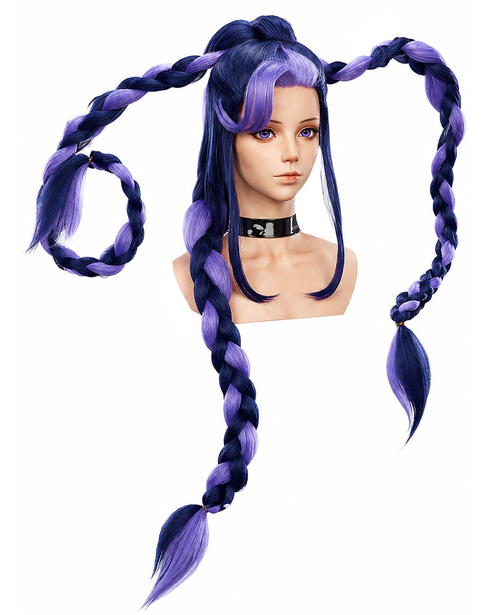 Chapter 5 Lily Wig Navy Purple Mixed Long Triple Braids Wig for Kids Adults Cosplay