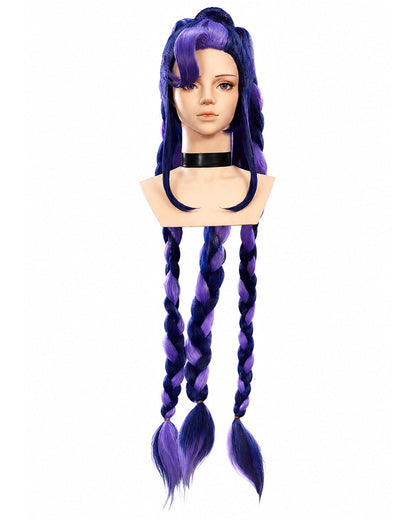 Chapter 5 Lily Wig Navy Purple Mixed Long Triple Braids Wig for Kids Adults Cosplay