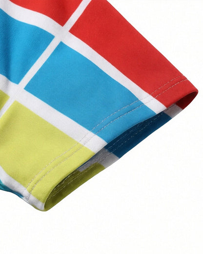 Adult Gracie Green Cosplay Outfit Rainbow Striped T-shirt and Blue Denim Overalls