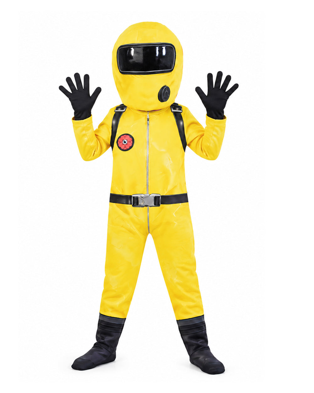 Kids The Player Costume Yellow Hazmat Suit with Extendable Grabber Hands for Cosplay Carnival