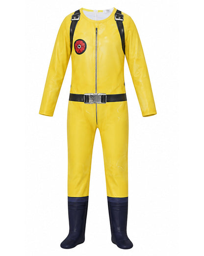 Kids The Player Costume Yellow Hazmat Suit with Extendable Grabber Hands for Cosplay Carnival