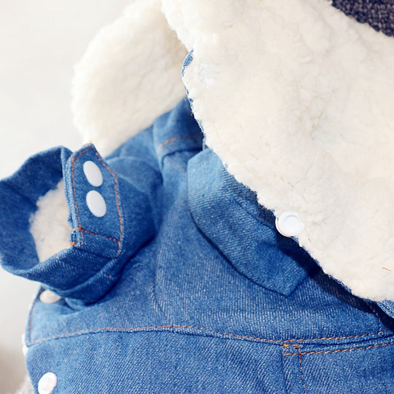 Winter Fleece Denim Dog Jacket