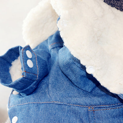 Winter Fleece Denim Dog Jacket