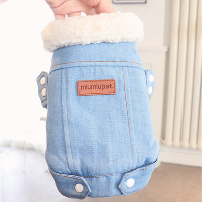 Winter Fleece Denim Dog Jacket