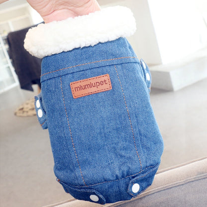 Winter Fleece Denim Dog Jacket