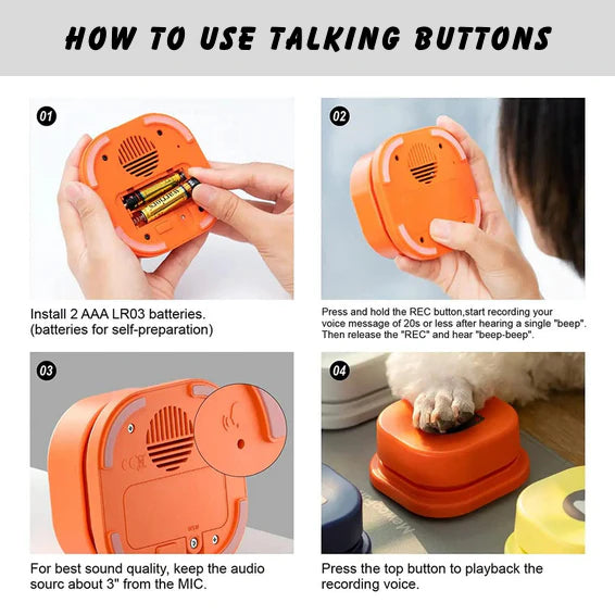 Cat & Dog Talking Button Set with Voice Recording Buttons