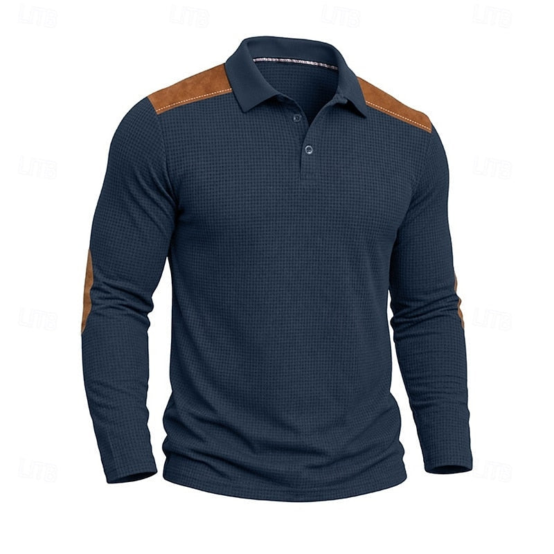 Sutton | Waffle Knit Long Sleeve Polo