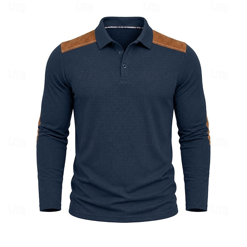 Sutton | Waffle Knit Long Sleeve Polo