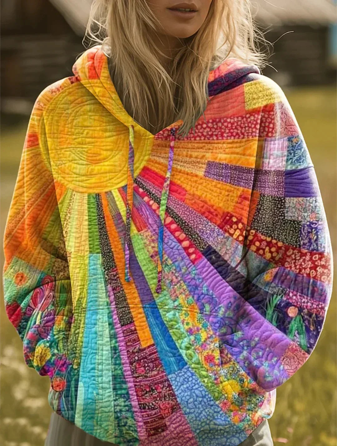 Freya | Women's Patchwork Print Hoodie