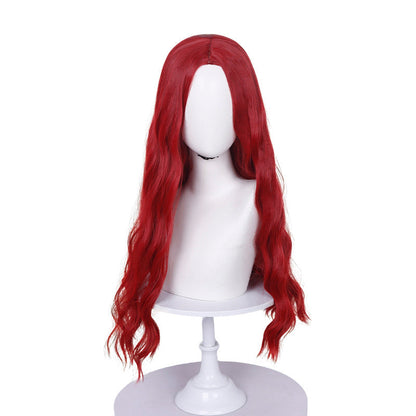 Wonderland Card Queen Costume Red Ruffle High-Low Layered Dress with Crown and Wig for Stage Performances