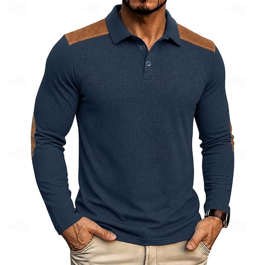 Sutton | Waffle Knit Long Sleeve Polo