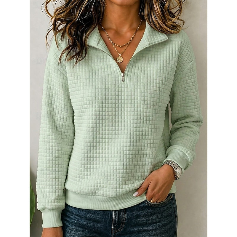 Lena | Women's Textured Quarter-Zip Pullover