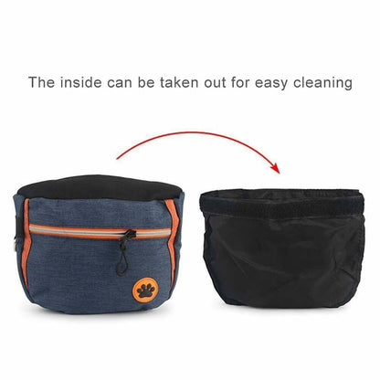 Dog Training Treat Pouch Bag with Built-in Waste Bag Dispenser - Adjustable Waistband, Waterproof, and Portable