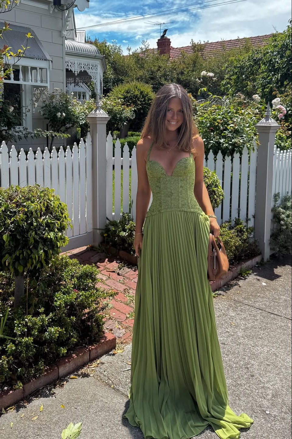 Solene | Women's Pleated Corset Maxi Dress