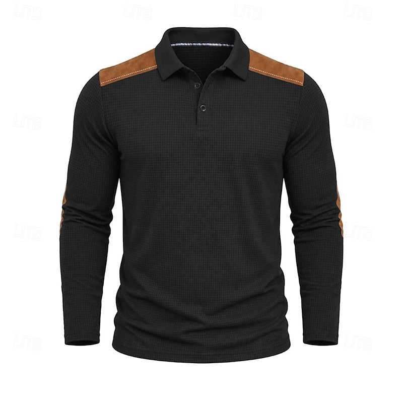 Sutton | Waffle Knit Long Sleeve Polo