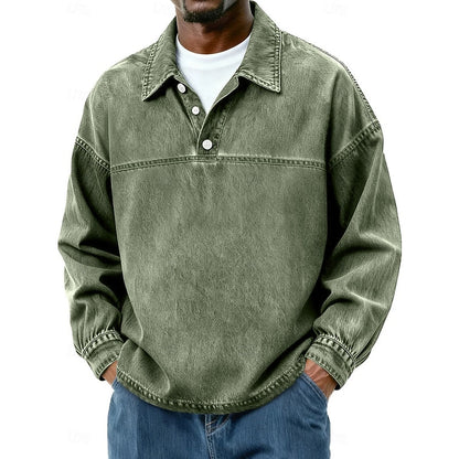 Gabriel | Washed Long Sleeve Polo Shirt