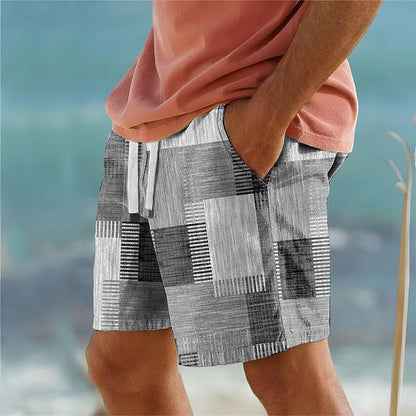 Patchwork Woven Swim Shorts with Drawstring Waist