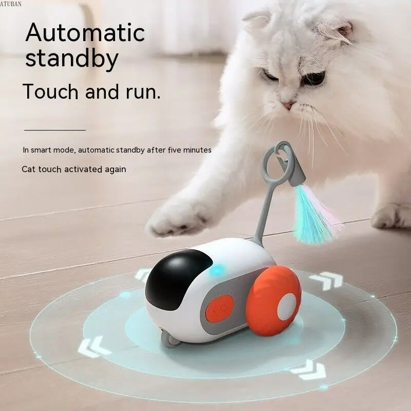 Smart Cat Toy Rechargeable Interactive Rolling Car with Replaceable Parts