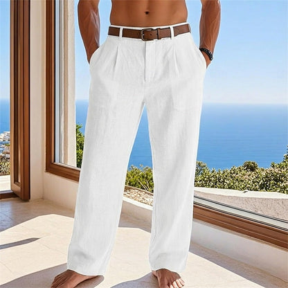 Relaxed Fit Linen-Blend Pants