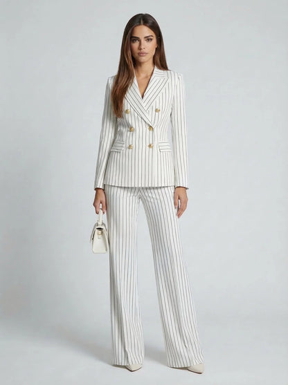 Women's Active set | Pinstripe Double-Breasted Blazer Wide Leg Pants