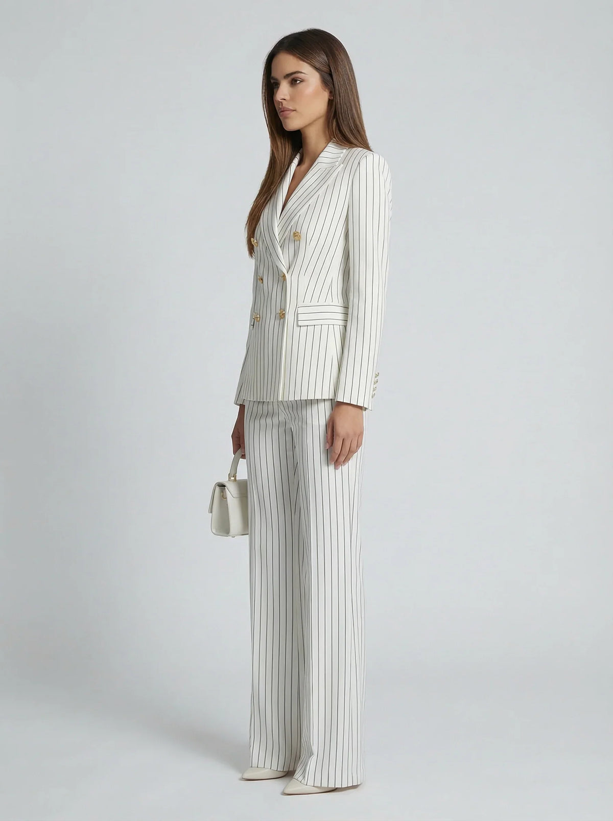 Women's Active set | Pinstripe Double-Breasted Blazer Wide Leg Pants