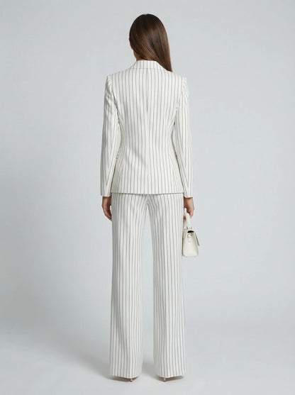 Women's Active set | Pinstripe Double-Breasted Blazer Wide Leg Pants
