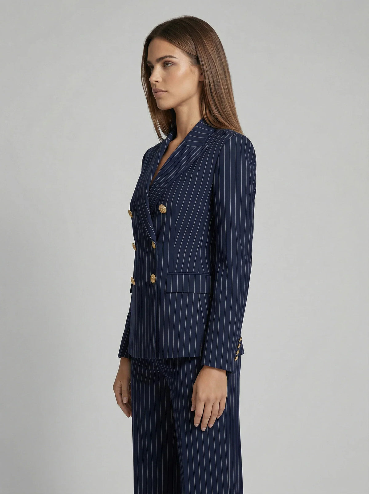 Women's Active set | Pinstripe Double-Breasted Blazer Wide Leg Pants