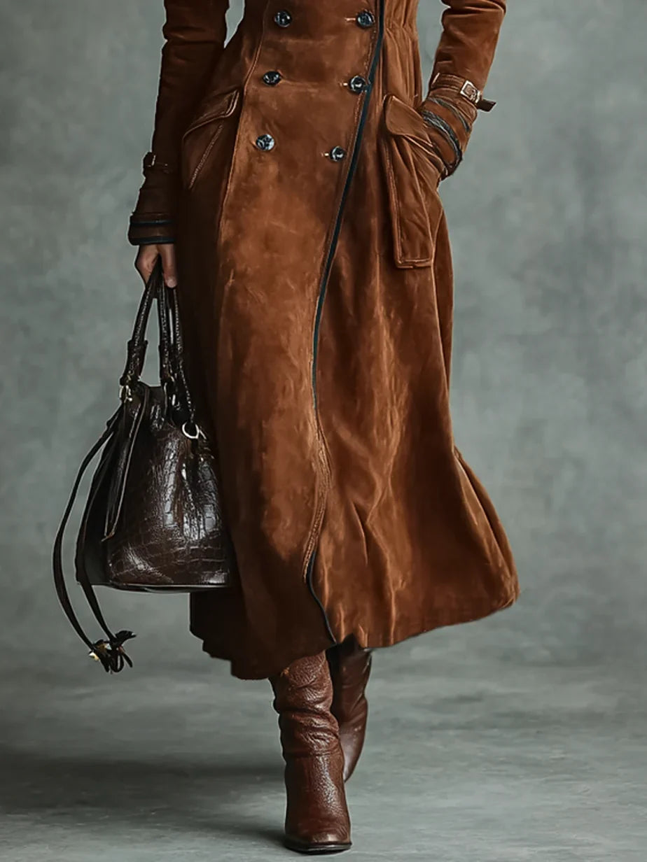 Avalon | Women's Double-Breasted Suede-Look Coat