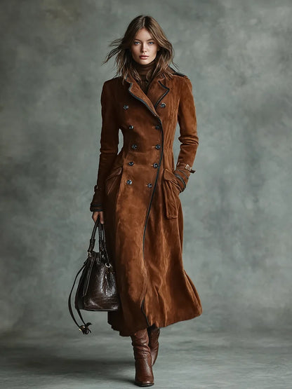 Avalon | Women's Double-Breasted Suede-Look Coat