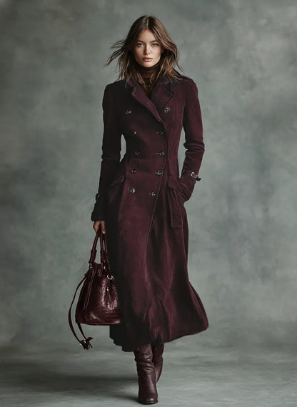 Avalon | Women's Double-Breasted Suede-Look Coat