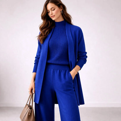 Women's Lounge set | Three-Piece Knit Cardigan Top Pants