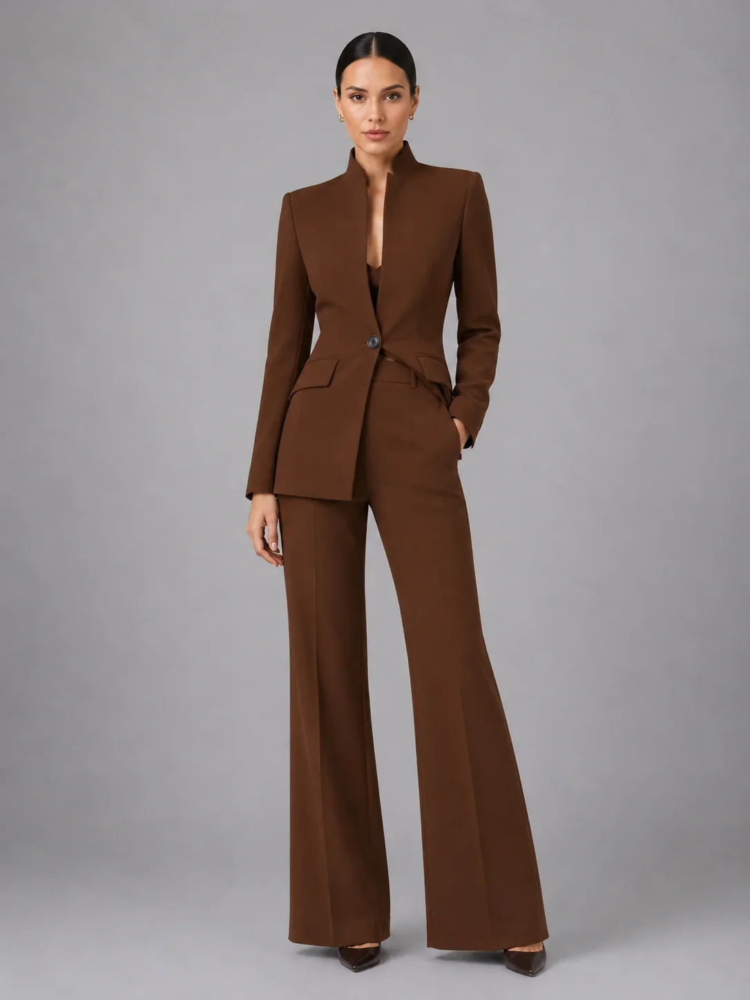 Sylvie | Women's Stand Collar Blazer Trouser Suit