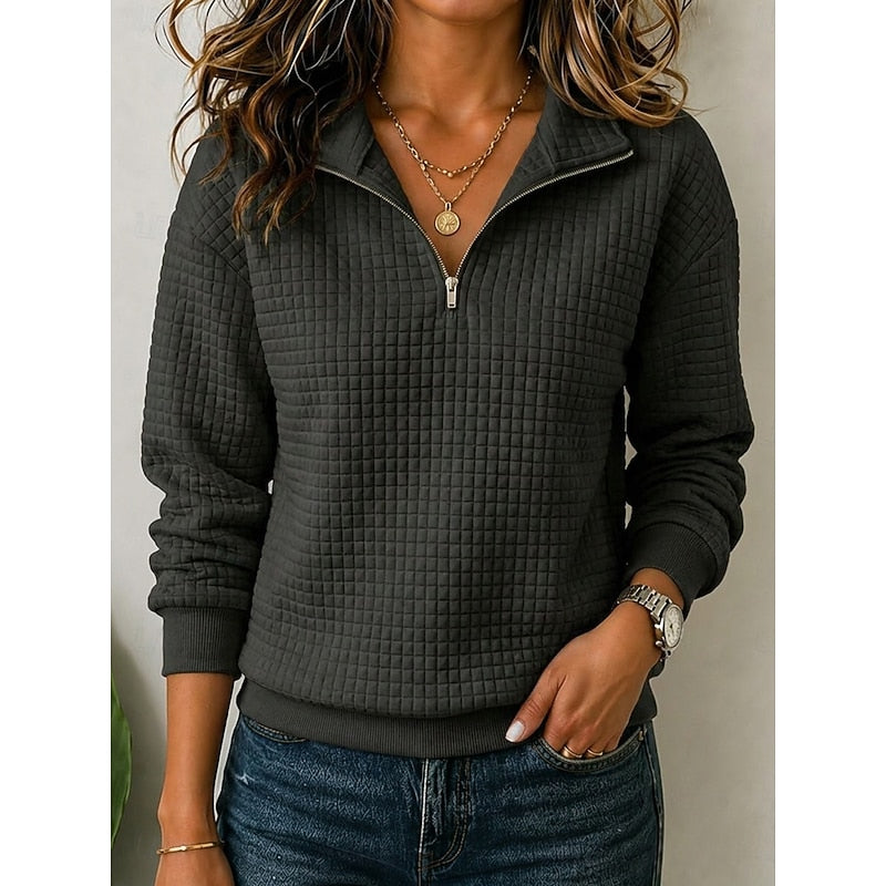 Lena | Women's Textured Quarter-Zip Pullover