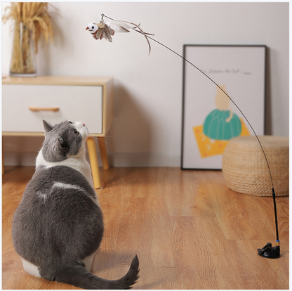 Simulation Bird interactive Cat Toy Funny Feather Bird with Bell Cat Stick Toy for Kitten Playing Teaser Wand Toy Cat Supplies