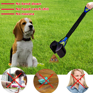 Non-Breakable Pet Pooper Scooper for Dogs and Cats with Long Handle , Foldable Dog Poop Waste Pick Up Rake