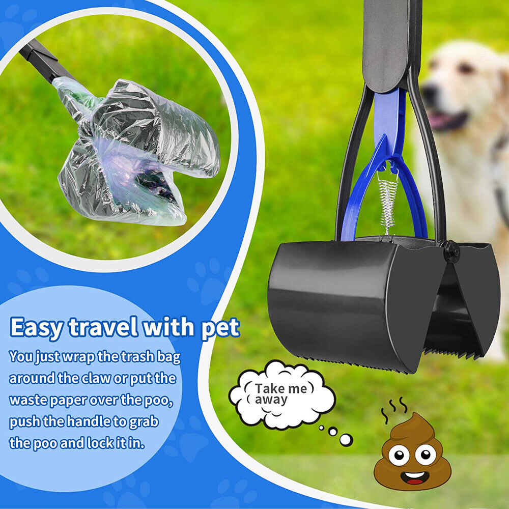 Non-Breakable Pet Pooper Scooper for Dogs and Cats with Long Handle , Foldable Dog Poop Waste Pick Up Rake