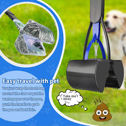 Non-Breakable Pet Pooper Scooper for Dogs and Cats with Long Handle , Foldable Dog Poop Waste Pick Up Rake